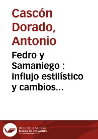 Fedro y Samaniego : influjo estilístico y cambios ideológicos / Antonio Cascón Dorado | Biblioteca Virtual Miguel de Cervantes