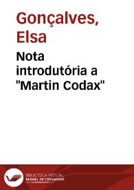 Nota introdutória a "Martin Codax" / Elsa Gonçalves | Biblioteca Virtual Miguel de Cervantes