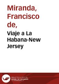 Viaje a La Habana-New Jersey / Francisco de Miranda | Biblioteca Virtual Miguel de Cervantes