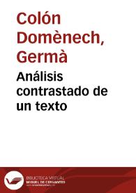 Análisis contrastado de un texto | Biblioteca Virtual Miguel de Cervantes