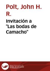 Invitación a "Las bodas de Camacho" | Biblioteca Virtual Miguel de Cervantes