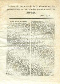 Registro de las actas de la H. Cámara de representantes, en su reunión constitucional de 1846. Nº 4 | Biblioteca Virtual Miguel de Cervantes