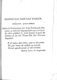 Donde las dan las toman : diálogo joco-serio / Tomás de Iriarte | Biblioteca Virtual Miguel de Cervantes