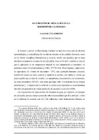 El concepto de aplicación en la hermenéutica literaria / Luis Galván Moreno | Biblioteca Virtual Miguel de Cervantes