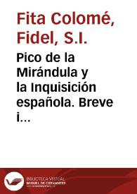 Pico de la Mirándula y la Inquisición española. Breve inédito de Inocencio VIII / Fidel Fita | Biblioteca Virtual Miguel de Cervantes