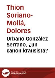 Urbano González Serrano, ¿un canon krausista? / Dolores Thion Soriano-Mollá | Biblioteca Virtual Miguel de Cervantes