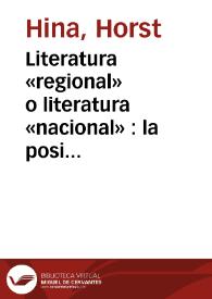 Literatura «regional» o literatura «nacional» : la posición de Rosalía de Castro / Horst Hina | Biblioteca Virtual Miguel de Cervantes