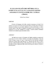 El legado del Régimen Señorial en la estructura actual de las explotaciones agrarias en Montealegre del Castillo (Albacete) | Biblioteca Virtual Miguel de Cervantes
