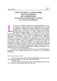 Individualismo y economicismo como paradigmas de la modernidad | Biblioteca Virtual Miguel de Cervantes