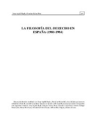 La filosofía del Derecho en España (1980-1984) / Josep Aguiló Regla y Francisco López Ruiz | Biblioteca Virtual Miguel de Cervantes