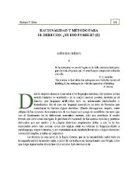 Racionalidad y método para el Derecho : ¿Es eso posible? (II) | Biblioteca Virtual Miguel de Cervantes