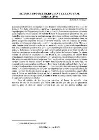 El Discurso del Derecho y el Lenguaje Normativo | Biblioteca Virtual Miguel de Cervantes