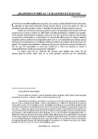 ¿Razones Internas vs. Razones Externas? / María Cristina Redondo | Biblioteca Virtual Miguel de Cervantes