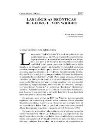 Las lógicas deónticas de Georg Henrik von Wright / Pablo Navarro, José Juan Moreso y Cristina Redondo | Biblioteca Virtual Miguel de Cervantes
