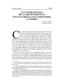 Las estrategias de la benevolencia. (Sobre las relaciones entre el paternalismo y la bioética) | Biblioteca Virtual Miguel de Cervantes