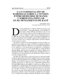 La interpretación de Habermas sobre la tensión entre Derechos Humanos y Soberanía Popular en el pensamiento de Kant / Aylton Barbieri  Durão | Biblioteca Virtual Miguel de Cervantes