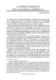 La derrotabilidad de las normas jurídicas / Jorge L. Rodríguez | Biblioteca Virtual Miguel de Cervantes