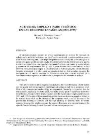 Actividad, empleo y paro turístico en las regiones españolas (1991-1995) / M.J.Marchena Gómez y E.L. Santos Pavón | Biblioteca Virtual Miguel de Cervantes