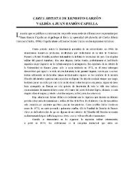 Carta abierta de Ernesto Garzón Valdés a Juan Ramón Capella / Ernesto Garzón Valdés | Biblioteca Virtual Miguel de Cervantes