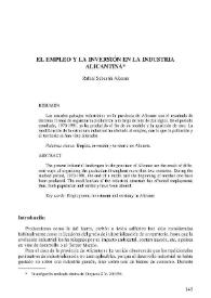 El empleo y la inversión en la industria alicantina | Biblioteca Virtual Miguel de Cervantes