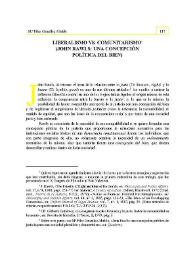 Liberalismo vs. comunitarismo (John Rawls : una concepción política del bien) | Biblioteca Virtual Miguel de Cervantes