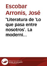 "Literatura de 'Lo que pasa entre nosotros'. La modernidad del artículo de costumbrismo" / José Escobar | Biblioteca Virtual Miguel de Cervantes
