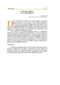 La teoría crítica en la Argentina | Biblioteca Virtual Miguel de Cervantes