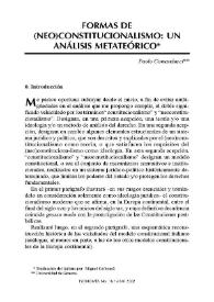 Formas de (neo)constitucionalismo : un análisis metateórico / Paolo Comanducci | Biblioteca Virtual Miguel de Cervantes