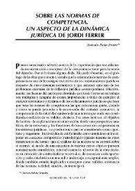 Sobre Las normas de la competencia. Un aspecto de la dinámica jurídica de Jordi Ferrer / Antonio Peña Freire | Biblioteca Virtual Miguel de Cervantes