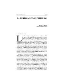 La certeza de los criterios | Biblioteca Virtual Miguel de Cervantes