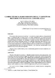 Cambio técnico, marco institucional y gestión de recursos naturales : el caso del agua | Biblioteca Virtual Miguel de Cervantes