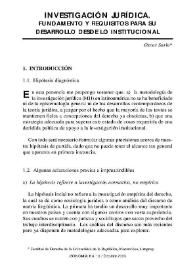 Investigación jurídica. Fundamento y requisitos para su desarrollo desde lo institucional / Oscar Sarlo | Biblioteca Virtual Miguel de Cervantes