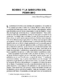Bobbio y la sabiduría del pesimismo / Jesús Silva-Herzog Márquez | Biblioteca Virtual Miguel de Cervantes