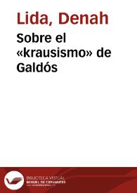 Sobre el «krausismo» de Galdós / Denah Lida | Biblioteca Virtual Miguel de Cervantes