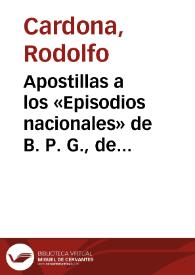 Apostillas a los «Episodios nacionales» de B. P. G., de Hans Hinterhäuser | Biblioteca Virtual Miguel de Cervantes