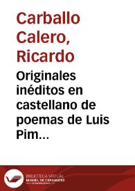 Originales inéditos en castellano de poemas de Luis Pimentel publicados en gallego / Ricardo Carballo Calero | Biblioteca Virtual Miguel de Cervantes