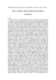 Nuevos estudios sobre el antiguo idioma ibérico / Emil Hübner | Biblioteca Virtual Miguel de Cervantes