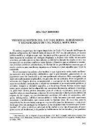 Versos europeos del Saco de Roma : Subgéneros y significados de una poesía noticiera / Ana Vian Herrero | Biblioteca Virtual Miguel de Cervantes