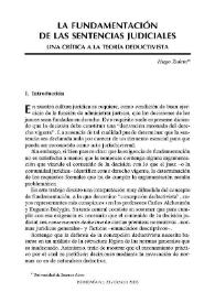 La fundamentación de las sentencias judiciales. Una teoría crítica a la teoría deductivista / Hugo Zuleta | Biblioteca Virtual Miguel de Cervantes