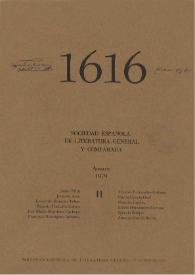 1616 : Anuario de la Sociedad Española de Literatura General y Comparada. Vol. II (1979). Índice / Sociedad Española de Literatura General y Comparada (Madrid). | Biblioteca Virtual Miguel de Cervantes