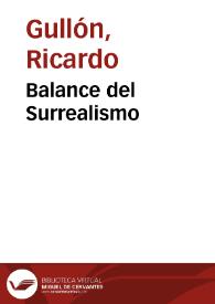 Balance del Surrealismo / Ricardo Gullón | Biblioteca Virtual Miguel de Cervantes