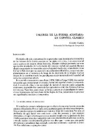 Valores de la forma "cantara" en español clásico / Carmen Cabeza | Biblioteca Virtual Miguel de Cervantes