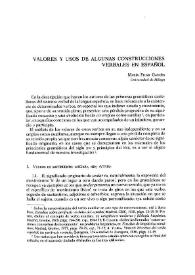 Valores y usos de algunas contrucciones verbales en español | Biblioteca Virtual Miguel de Cervantes