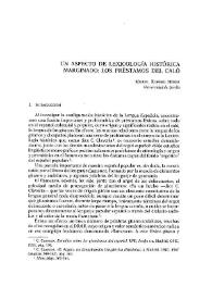 Un aspecto de lexicología histórica marginado: los préstamos del caló / Miguel Ropero Núñez | Biblioteca Virtual Miguel de Cervantes