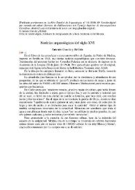 Noticias arqueológicas del siglo XVI / Antonio García y Bellido | Biblioteca Virtual Miguel de Cervantes