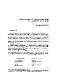 Modalidades de habla extremeña en la Sierra de Gredos / Fernando Flores del Manzano | Biblioteca Virtual Miguel de Cervantes