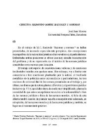 Cristina Redondo sobre Razones y Normas / José Juan Moreso | Biblioteca Virtual Miguel de Cervantes
