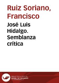 José Luis Hidalgo. Semblanza crítica / Francisco Ruiz Soriano | Biblioteca Virtual Miguel de Cervantes