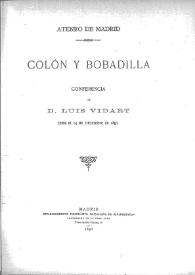 Colón y Bobadilla : conferencia / de Luis Vidart | Biblioteca Virtual Miguel de Cervantes