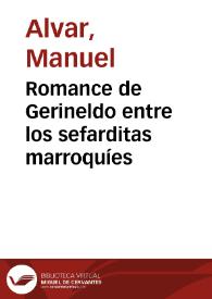 Romance de Gerineldo entre los sefarditas marroquíes / Manuel Alvar | Biblioteca Virtual Miguel de Cervantes